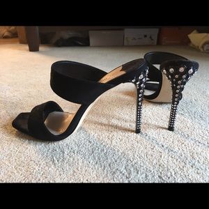 Miu Miu black suede Swarovski heels size 36.5